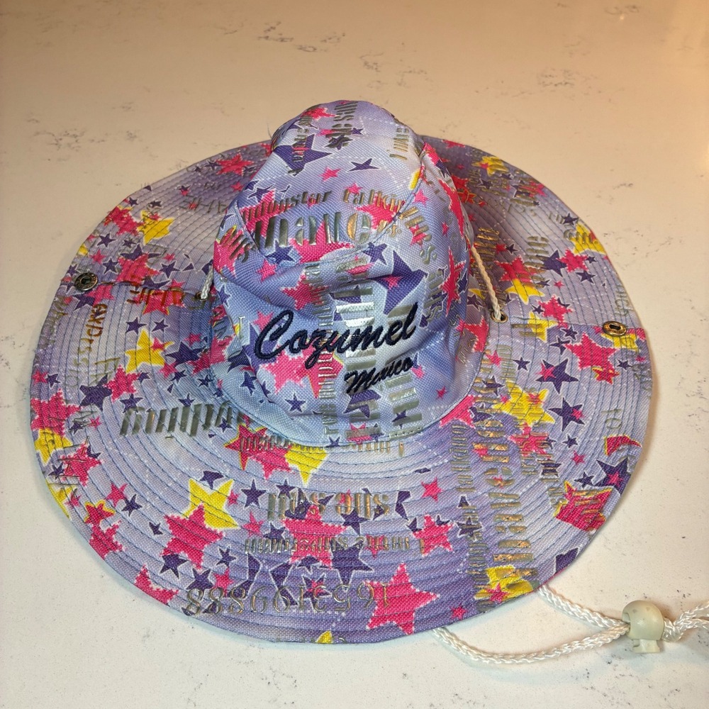 Cozumel Mexico Sun Hat Star Metallic Snap Brim Souvenir Festival Beach Travel